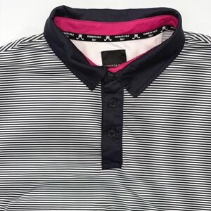 Kenneth Cole Golf Polo Mens Large Navy White Striped Performance Short Sleeve
